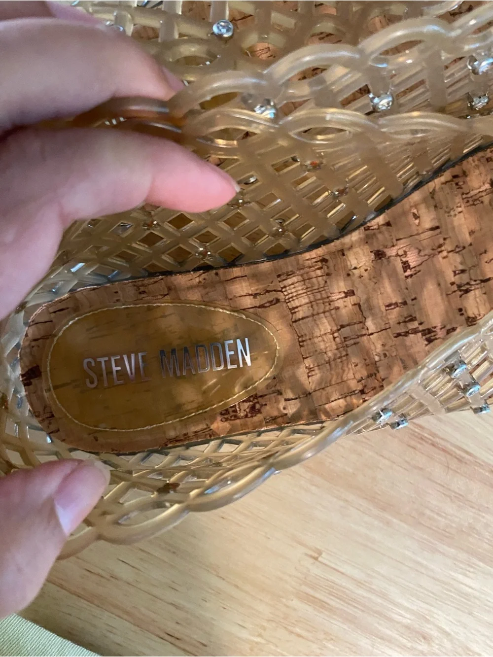 Steve Madden Clear Rhinestone Jelly Flats - Beige Tint